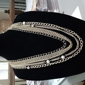 Lee Angel  Multi Strand Chain Diamante Ball Statement